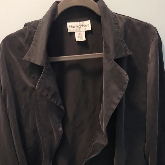 Bloomingdale's Black Satin Tie-Front Blazer Jacket - Picture 5 of 5